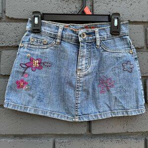 VTG Bacci Girl Skirt Jeans Bedazzled Rhinestone Embroidered Flower Sequins 5-6 y